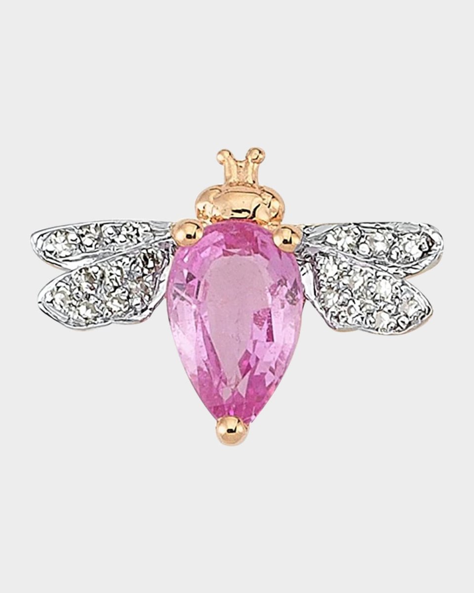 Diamond and Pink Sapphire Bee Earring, Single